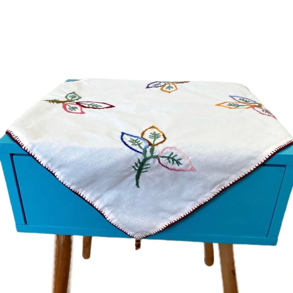 LAST CHANCE SALE! SET OF 2 Flowers Hand Embroidered Small Tablecloths